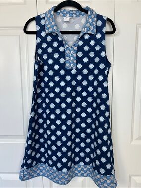 Sigrid Olsen Navy Patterned Dress Size Large